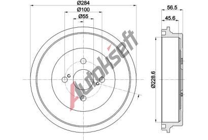 HELLA PAGID Brzdov buben - 228,6 mm HPG 8DT 355 302-711, 8DT 355 302-711