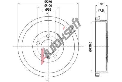 HELLA PAGID Brzdov buben HPG 8DT 355 303-081, 8DT 355 303-081