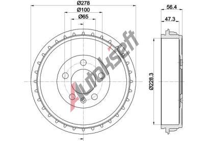 HELLA PAGID Brzdov� buben - 228 mm HPG 8DT 355 303-251, 8DT 355 303-251