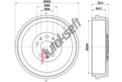 HELLA PAGID Brzdový buben HPG 8DT 355 303-341, 8DT 355 303-341 HELLA PAGID Brzdový buben HPG 8DT 355 303-341, 8DT 355 303-341