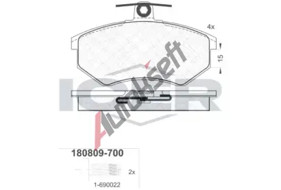 ICER Sada brzdovch destiek - kotouov brzda IC 180809-700, 180809-700