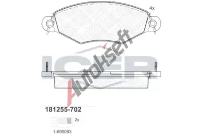 ICER Sada brzdovch destiek - kotouov brzda IC 181255-702, 181255-702