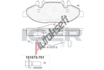 ICER Sada brzdovch destiek - kotouov brzda IC 181675-701, 181675-701
