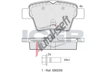 ICER Sada brzdovch destiek - kotouov brzda IC 181729-701, 181729-701