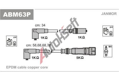 JANMOR Sada kabelů pro zapalování JNM ABM63P, ABM63P JANMOR Sada kabelů pro zapalování JNM ABM63P, ABM63P