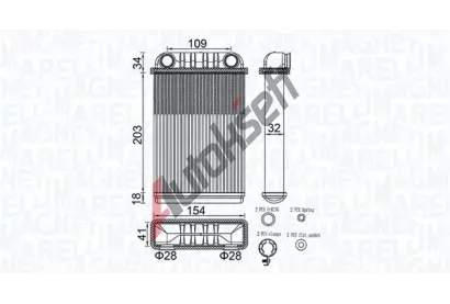 MAGNETI MARELLI Výměník tepla vnitřního vytápění MAG 350218512000, 350218512000 MAGNETI MARELLI Výměník tepla vnitřního vytápění MAG 350218512000, 350218512000