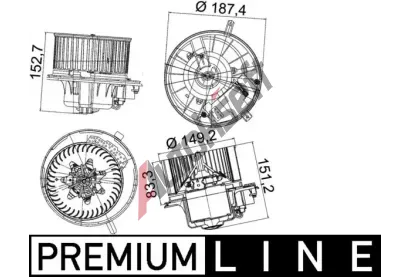 MAHLE Vnitn ventiltor MAO AB 149 000P, AB 149 000P