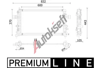 MAHLE Chladi� vody MAO CR 2224 000P, CR 2224 000P