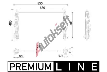 MAHLE Chladič vody MAO CR 928 000P, CR 928 000P MAHLE Chladič vody MAO CR 928 000P, CR 928 000P