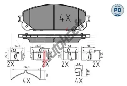 MEYLE Sada brzdovch destiek MEYLE-PD: Advanced performance and design. ME 025 220 7018/PD, 025 220 7018/PD