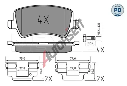 MEYLE Sada brzdovch destiek MEYLE-PD: Advanced performance and design. ME 025 244 9618/PD, 025 244 9618/PD