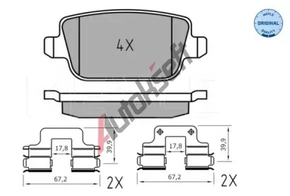 MEYLE Sada brzdovch destiek MEYLE-ORIGINAL: True to OE. ME 025 245 3716, 025 245 3716