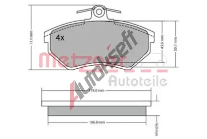 METZGER Sada brzdovch destiek MTG 1170095, 1170095