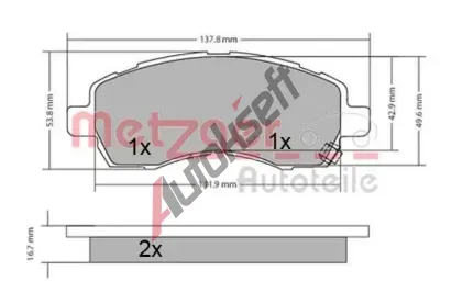METZGER Sada brzdovch destiek MTG 1170607, 1170607