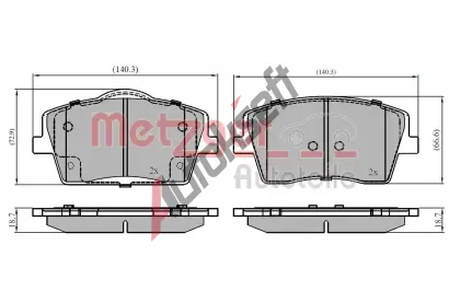 METZGER Sada brzdovch destiek GREENPARTS MTG 1170934, 1170934