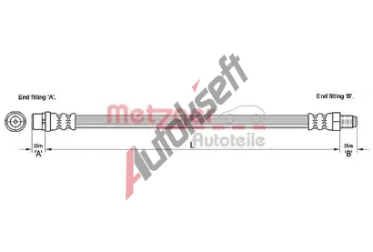 METZGER Brzdová hadice MTG 4110255, 4110255  METZGER Brzdová hadice MTG 4110255, 4110255