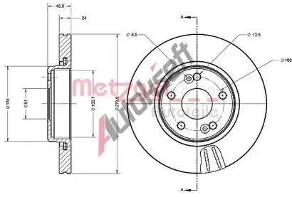 METZGER Brzdov kotou - 280 mm MTG 6110600, 6110600