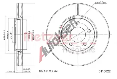 METZGER Brzdov kotou - 302 mm MTG 6110622, 6110622