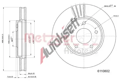 METZGER Brzdov kotou - 283 mm MTG 6110802, 6110802