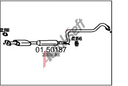 MTS Střední tlumič výfuku MTS 01.50187, 01.50187 MTS Střední tlumič výfuku MTS 01.50187, 01.50187