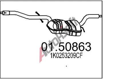 MTS Střední tlumič výfuku MTS 01.50863, 01.50863 MTS Střední tlumič výfuku MTS 01.50863, 01.50863