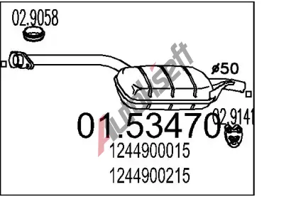 MTS Střední tlumič výfuku MTS 01.53470, 01.53470  MTS Střední tlumič výfuku MTS 01.53470, 01.53470