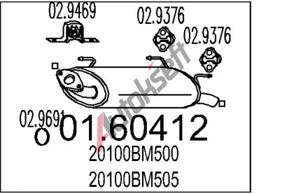 MTS Zadní tlumič výfuku MTS 01.60412, 01.60412 MTS Zadní tlumič výfuku MTS 01.60412, 01.60412
