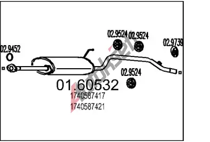 MTS Zadní tlumič výfuku MTS 01.60532, 01.60532 MTS Zadní tlumič výfuku MTS 01.60532, 01.60532