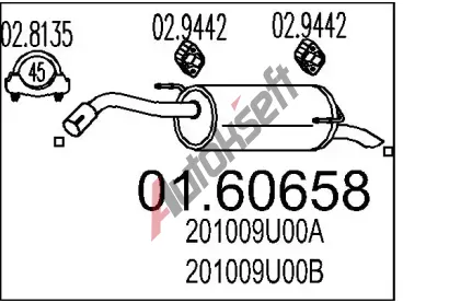 MTS Zadní tlumič výfuku MTS 01.60658, 01.60658 MTS Zadní tlumič výfuku MTS 01.60658, 01.60658