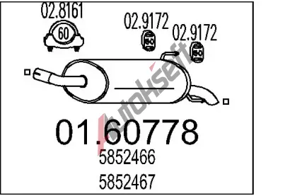 MTS Zadní tlumič výfuku MTS 01.60778, 01.60778 MTS Zadní tlumič výfuku MTS 01.60778, 01.60778