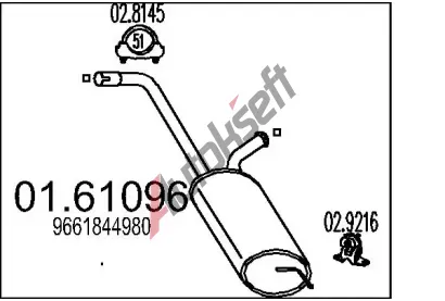 MTS Zadní tlumič výfuku MTS 01.61096, 01.61096 MTS Zadní tlumič výfuku MTS 01.61096, 01.61096