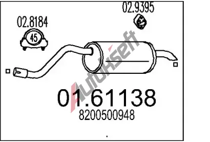 MTS Zadní tlumič výfuku MTS 01.61138, 01.61138 MTS Zadní tlumič výfuku MTS 01.61138, 01.61138