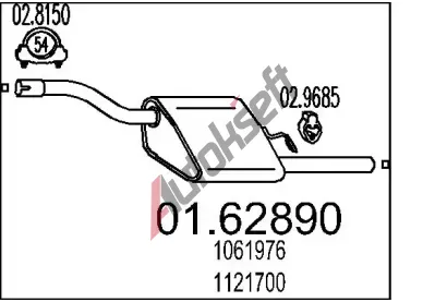 MTS Zadní tlumič výfuku MTS 01.62890, 01.62890  MTS Zadní tlumič výfuku MTS 01.62890, 01.62890