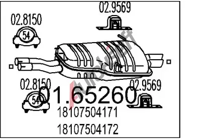 MTS Zadní tlumič výfuku MTS 01.65260, 01.65260 MTS Zadní tlumič výfuku MTS 01.65260, 01.65260