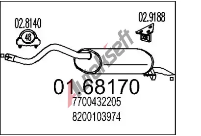 MTS Zadn tlumi vfuku MTS 01.68170, 01.68170