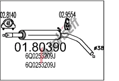 MTS Stedn tlumi vfuku MTS 01.80390, 01.80390