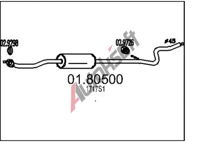MTS Střední tlumič výfuku MTS 01.80500, 01.80500 MTS Střední tlumič výfuku MTS 01.80500, 01.80500