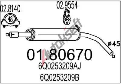 MTS Stedn tlumi vfuku MTS 01.80670, 01.80670