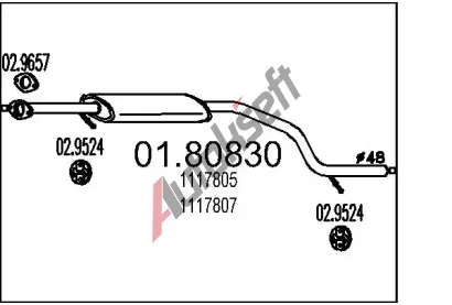 MTS Střední tlumič výfuku MTS 01.80830, 01.80830 MTS Střední tlumič výfuku MTS 01.80830, 01.80830