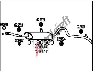 MTS Zadní tlumič výfuku MTS 01.90560, 01.90560 MTS Zadní tlumič výfuku MTS 01.90560, 01.90560