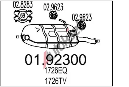 MTS Zadní tlumič výfuku MTS 01.92300, 01.92300 MTS Zadní tlumič výfuku MTS 01.92300, 01.92300