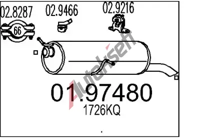 MTS Zadní tlumič výfuku MTS 01.97480, 01.97480 MTS Zadní tlumič výfuku MTS 01.97480, 01.97480