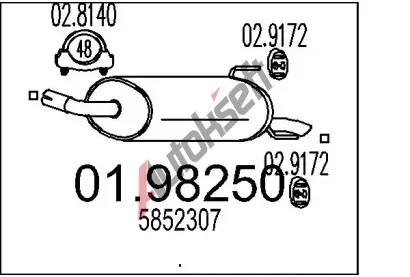 MTS Zadní tlumič výfuku MTS 01.98250, 01.98250  MTS Zadní tlumič výfuku MTS 01.98250, 01.98250