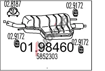 MTS Zadní tlumič výfuku MTS 01.98460, 01.98460  MTS Zadní tlumič výfuku MTS 01.98460, 01.98460