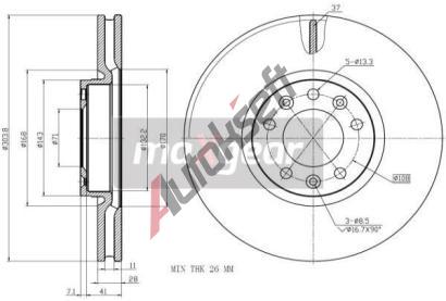 MAXGEAR Brzdov kotou - 304 mm MXG 19-2749, 19-2749