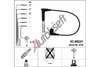 NGK Sada kabel pro zapalovn NG 0736, 0736