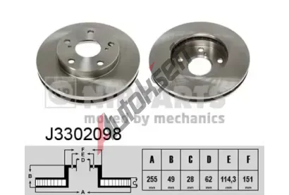 NIPPARTS / BLUE PRINT Brzdový kotouč - 255 mm NI J3302098, J3302098 NIPPARTS / BLUE PRINT Brzdový kotouč - 255 mm NI J3302098, J3302098