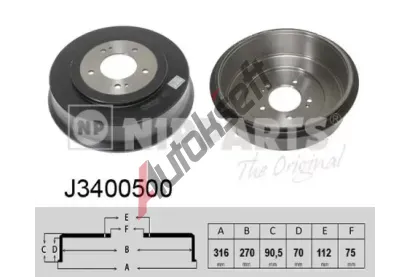 NIPPARTS / BLUE PRINT Brzdov buben - 270 mm NI J3400500, J3400500