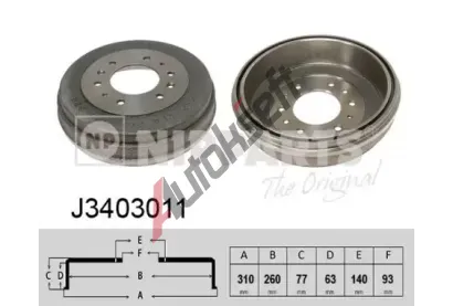 NIPPARTS / BLUE PRINT Brzdov� buben - 260 mm NI J3403011, J3403011