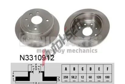 NIPPARTS / BLUE PRINT Brzdov kotou - 258 mm NI N3310912, N3310912